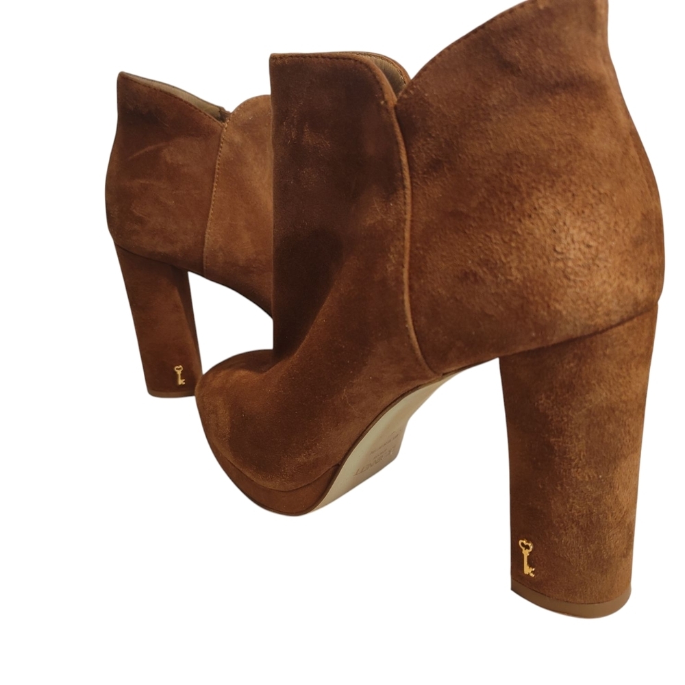 L.K. BENNETT Brown Suede Ankle Boots Chunky Heel